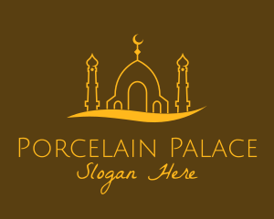 Golden Mosque Outline logo design