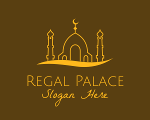 Golden Mosque Outline logo design