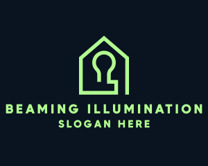 Simple Lightbulb House logo design