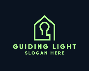 Simple Lightbulb House logo design