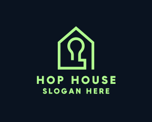 Simple Lightbulb House logo design