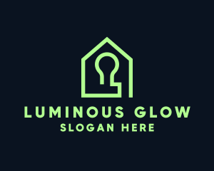 Simple Lightbulb House logo design