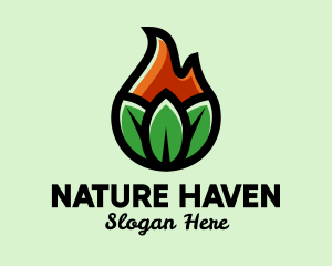 Nature Leaf Flame logo design