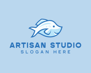 Blue Trout Fish logo design