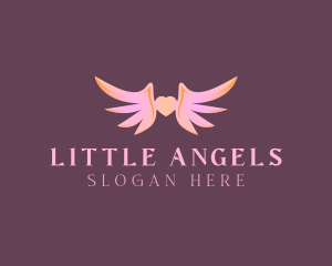 Heart Angel Wings logo design