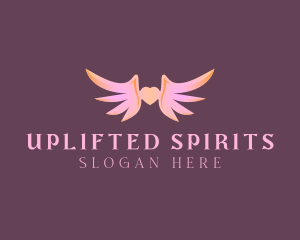 Heart Angel Wings logo design