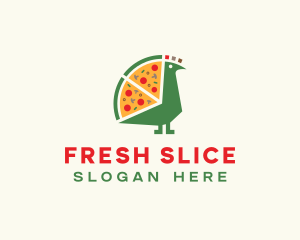 Pizza Slice Peacock logo design