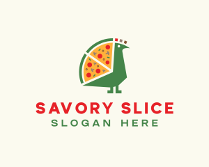 Pizza Slice Peacock logo design