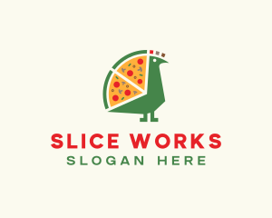 Pizza Slice Peacock logo design