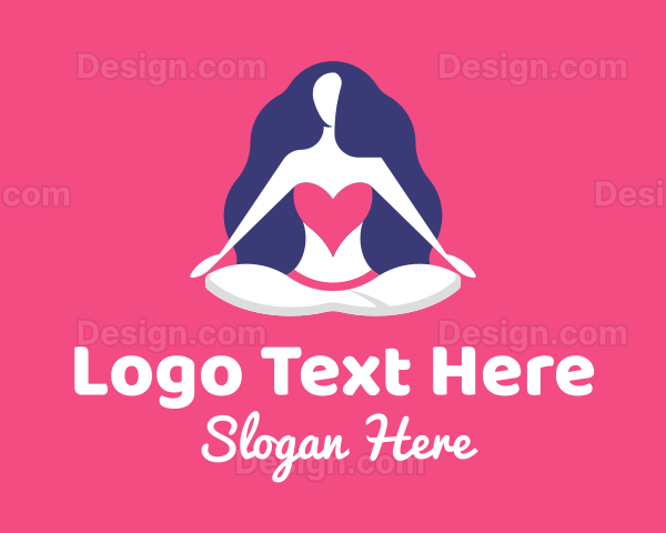 Wellness Heart Yoga Woman Logo