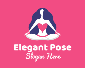 Wellness Heart Yoga Woman logo design