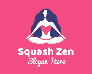 Wellness Heart Yoga Woman logo design