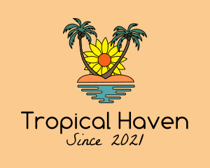 Sunflower Beach Island logo design