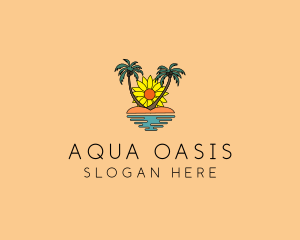 Sunflower Beach Island logo design