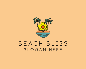 Sunflower Beach Island logo design