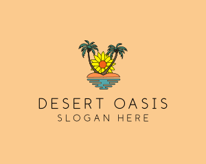 Sunflower Beach Island logo design