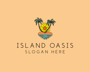 Sunflower Beach Island logo design