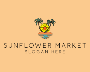 Sunflower Beach Island logo design