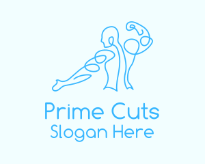 Blue Muscular Man Logo