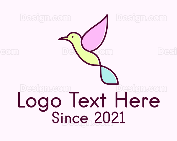 Pastel Hummingbird Outline Logo