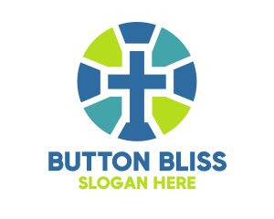 Mosaic Cross Badge logo design