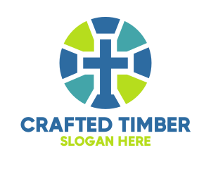 Mosaic Cross Badge logo design