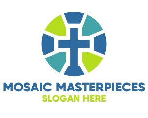 Mosaic Cross Badge logo design