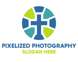 Mosaic Cross Badge logo design