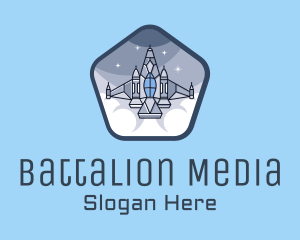 Spaceship Rocket Fighter Jet logo design