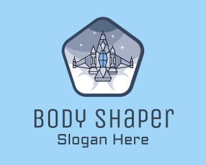 Spaceship Rocket Fighter Jet logo design