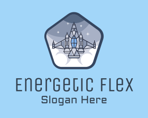 Spaceship Rocket Fighter Jet logo design