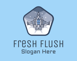 Spaceship Rocket Fighter Jet logo design