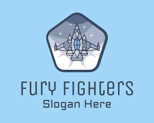 Spaceship Rocket Fighter Jet logo design