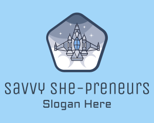 Spaceship Rocket Fighter Jet logo design