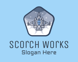 Spaceship Rocket Fighter Jet logo design