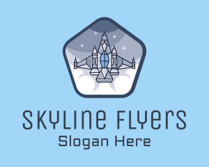 Spaceship Rocket Fighter Jet logo design