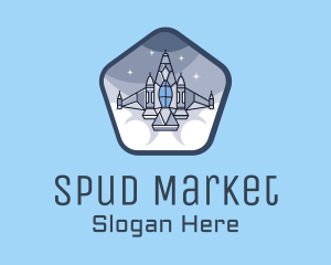 Spaceship Rocket Fighter Jet logo design