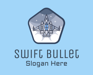 Spaceship Rocket Fighter Jet logo design