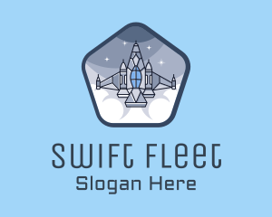 Spaceship Rocket Fighter Jet logo design