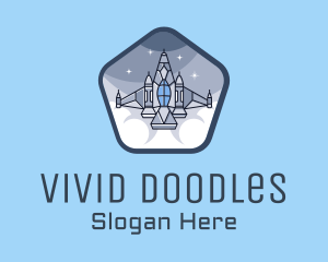 Spaceship Rocket Fighter Jet logo design