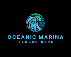 Wave Water Ocean logo design