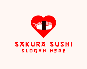 Seafood Sashimi Heart logo design