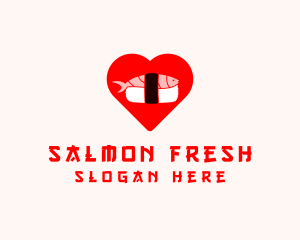 Seafood Sashimi Heart logo design