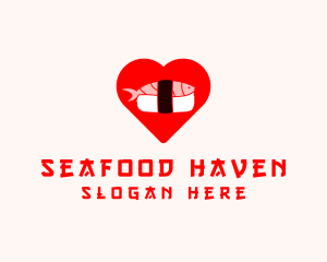 Seafood Sashimi Heart logo design