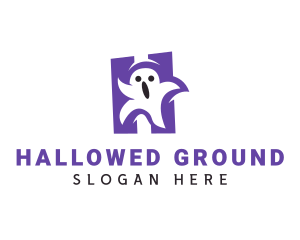 Scary Ghost Letter H logo design