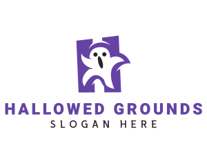 Scary Ghost Letter H logo design