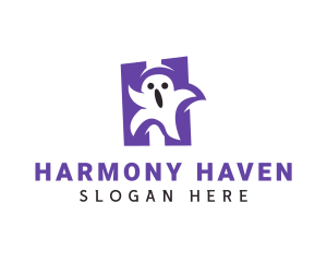 Scary Ghost Letter H logo design