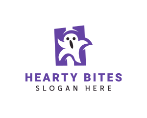 Scary Ghost Letter H logo design