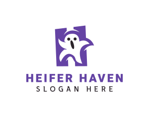 Scary Ghost Letter H logo design