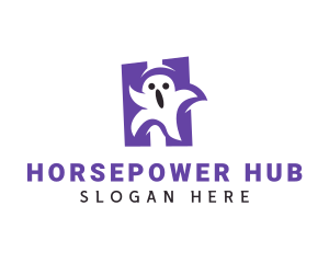 Scary Ghost Letter H logo design